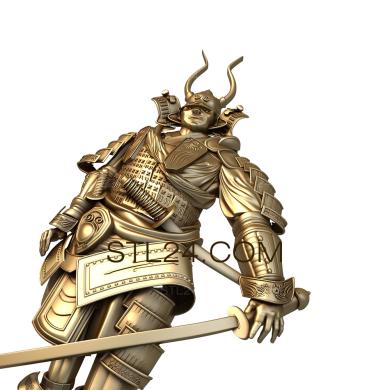 Art panel (Japanese warrior, PD_0109) 3D models for cnc